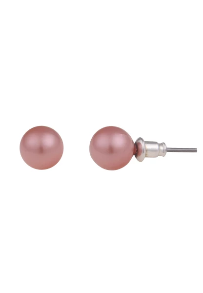 Leslii Damen-Ohrringe Cynthia rosane Perlen-Ohrringe Ohrstecker Modeschmuck Rosa Räumungsverkauf