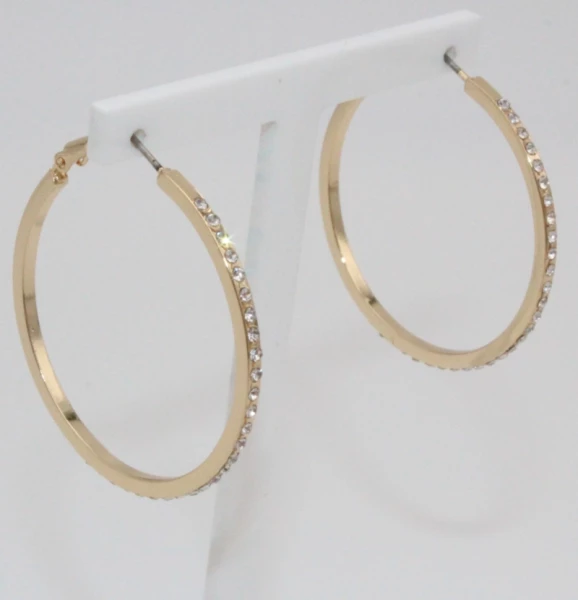 Leslii Damen-Ohrringe Glitzer Creolen Strass-Ohrringe Modeschmuck-Ohrringe Ohrschmuck Gold Riesige Ersparnisse