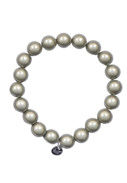 Leslii Reflective Pearl Perlen-Armband Magic 3D-Effekt Ø 10mm in Khaki Weihnachtsangebot
