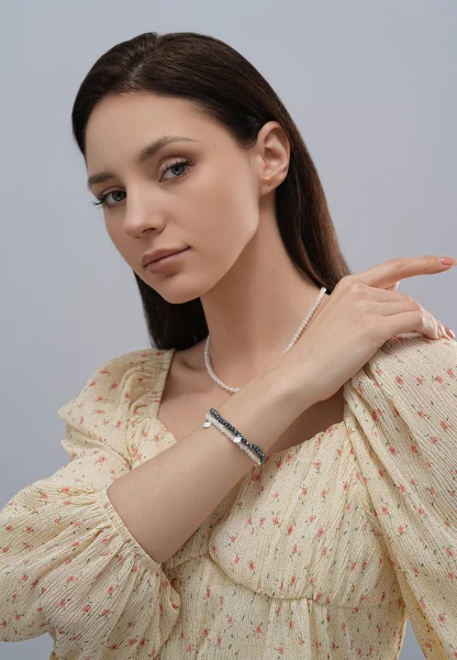 Leslii Damen-Armband Karoline Kristall Glasperlen dehnbar Weiß Valentinstagsangebot