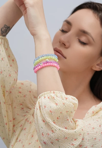 Leslii Damen-Armband Kate Kristall Glasperlen dehnbar Grün Heißer Verkauf