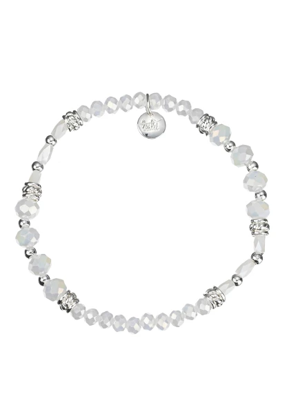 Leslii Damen-Armband Kiara Kristall Glasperlen dehnbar Weiß Saisonale Angebote