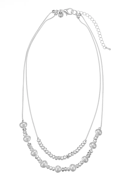 Leslii kurze Layering Kette Pearls Silber Sonderangebot der Fabrik