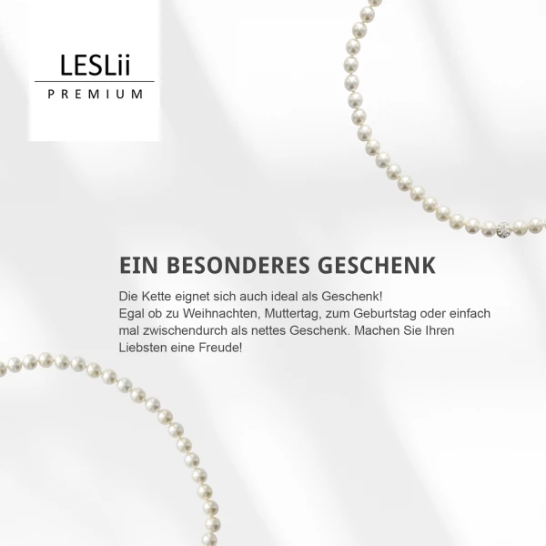 Leslii Damen-Kette Perlen-Collier weiße Perlen-Kette Strass-Kugel Weiß Riesige Rabatte