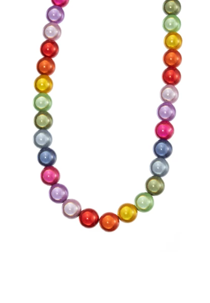 Leslii Reflective Pearl kurze Perlen-Kette Magic 3D-Effekt Ø 10mm Regenbogen Bunt 50% Rabatt mit kostenlosem Versand