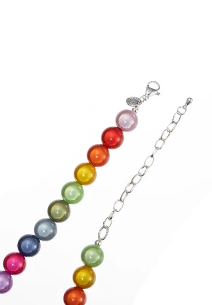 Leslii Reflective Pearl kurze Perlen-Kette Magic 3D-Effekt Ø 10mm Regenbogen Bunt 50% Rabatt mit kostenlosem Versand