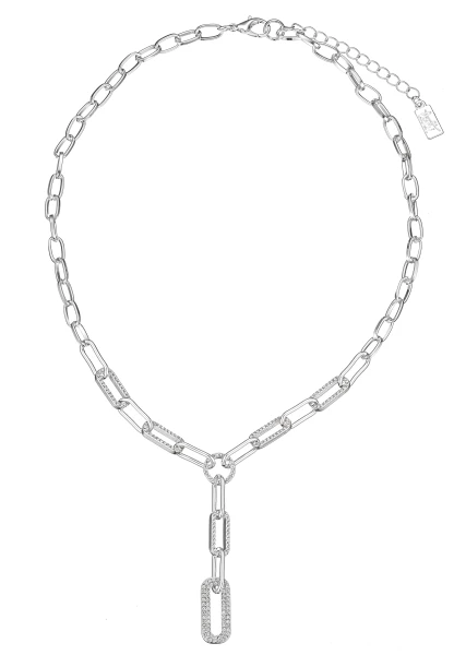 Leslii Kurze Halskette Glieder-Kette Glitzer Y-Kette in Silber Begrenzt auf 3 Tage