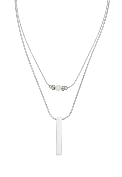 Leslii Kurze Kette Layering Naturstein Silber Sonderangebot
