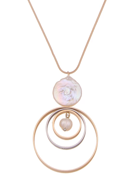 Leslii Lange Kette Tricolor Ringe mit Perle Begrenztes Angebot
