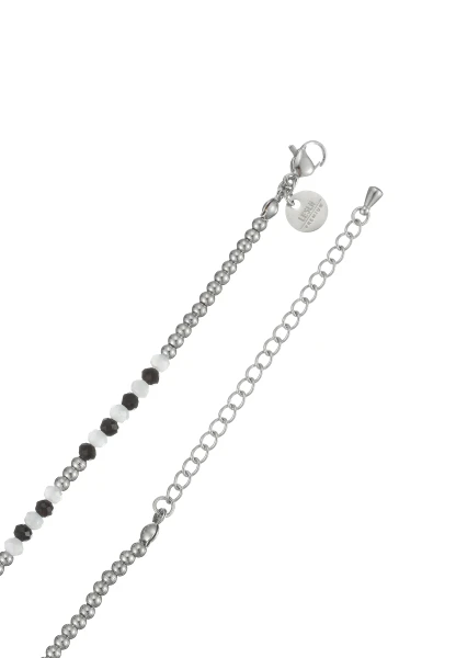 Leslii Kurze Kette Glasperlen Edelstahl Schwarz Weiß Saisonschlussverkauf