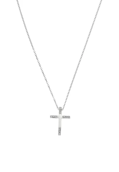 Leslii Kurze Halskette Strass Kreuz Edelstahl Silber Black Friday