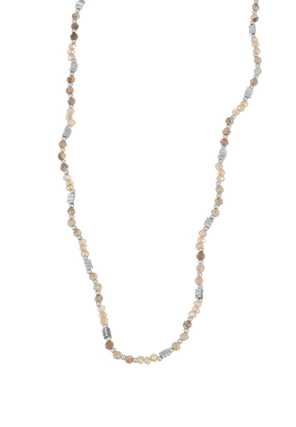 Leslii Kurze Kette Natursteine Stainless Steel Braun Osterangebot