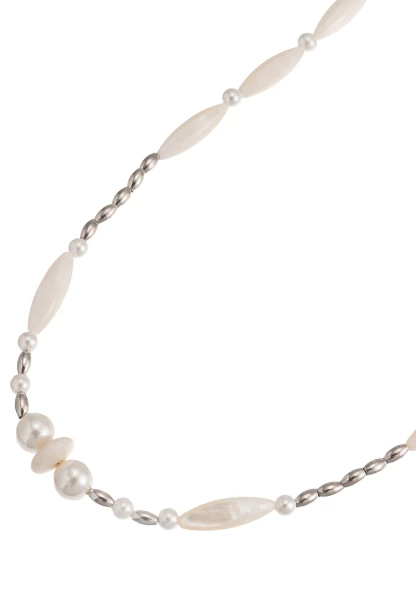 Leslii Kurze Kette Premium Collier Perlen Herz Collier in Weiß Silber Zeitlich begrenztes Angebot