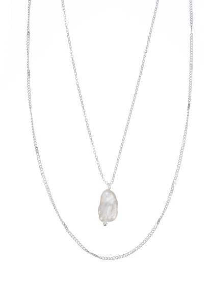 Leslii Halskette Layering Stainless Steel echte Perle Silber Exklusive Angebote