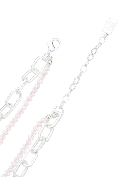 Leslii Layering Glieder-Kette Glasperlen Silber Beige Blitzangebot