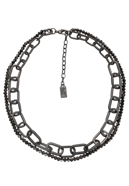 Leslii Layering Glieder-Kette Glasperlen Schwarz Große Rabatte
