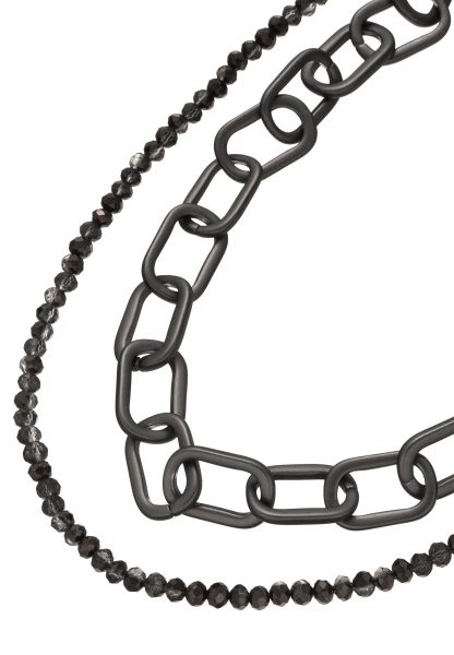 Leslii Layering Glieder-Kette Glasperlen Schwarz Große Rabatte
