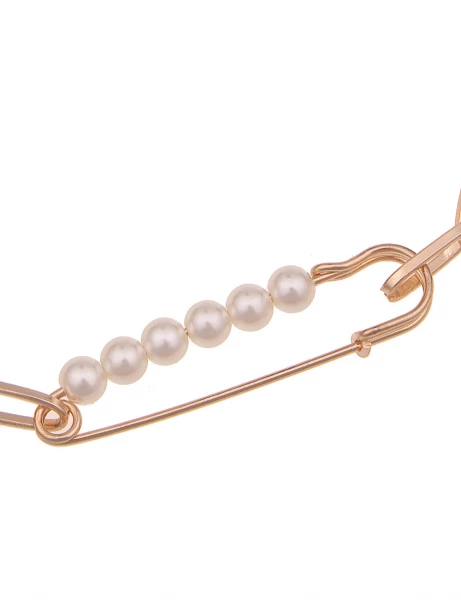 -50% SALE Leslii Kurze Halskette Sicherheitsnadel Perlen in Gold Weiß Vierteljährliche Förderung