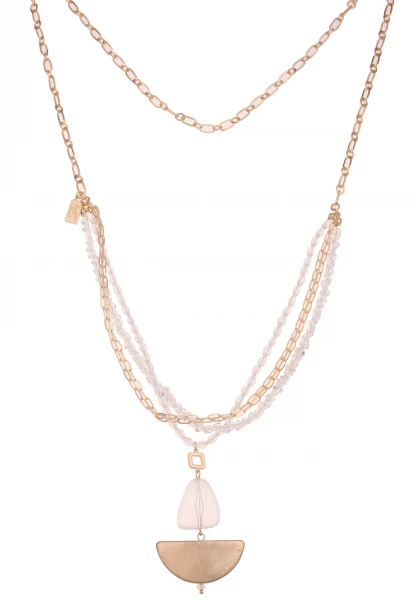 -50% SALE Leslii Lange Halskette Layering Carmen in Gold Weiß Nur noch ein Tag übrig