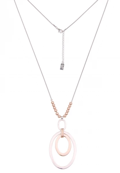 -50% SALE Leslii Lange Halskette Bicolor Ovale in Silber Rosé Clearance-Verkauf