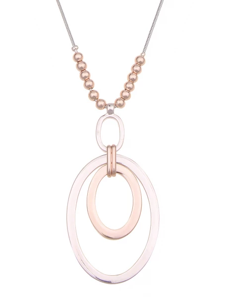 -50% SALE Leslii Lange Halskette Bicolor Ovale in Silber Rosé Clearance-Verkauf