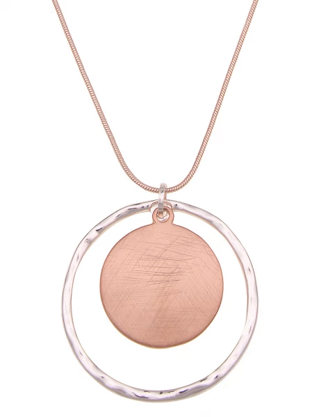 -50% SALE Leslii Damen-Kette Bicolor Ring-Anhänger Schlangen-Kette lange Modeschmuck-Kette Silber R Kostenloser Versand international