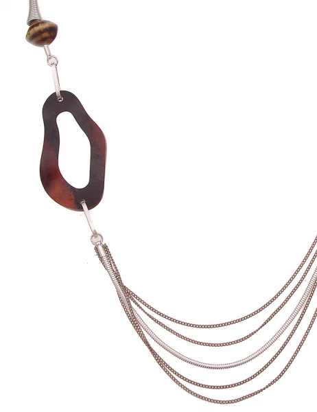 -50% SALE Leslii Lange Halskette Modern Swing in Braun Silber Fabrikladen