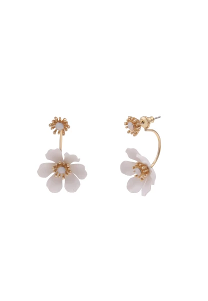 -50% SALE Leslii Ohrringe Ohrstecker Statement Blüte Gold Weiß 2025