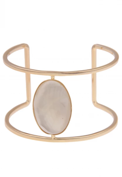 -50% SALE Leslii Armband Armreif XXL Oval-Look in Gold Weiß Hotsell