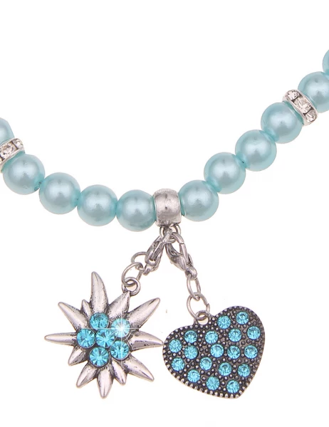 -50% SALE Leslii Damen-Kette Heidi Edelweiß Herz-Kette Dirndl Oktoberfest kurze Kette Modeschmuck Bl Kostenloser Versand