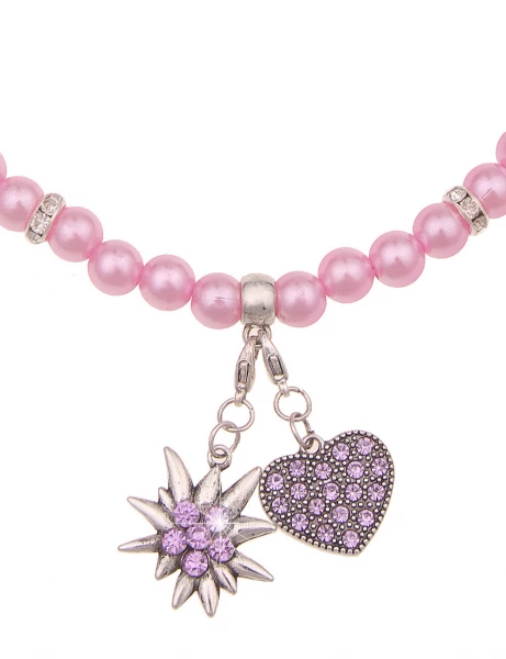 -50% SALE Leslii Damen-Kette Heidi Edelweiß Herz-Kette Dirndl Oktoberfest kurze Kette Modeschmuck Ro Fabrikpreis