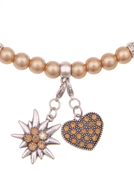 -50% SALE Leslii Damen-Kette Heidi Edelweiß Herz Dirndl Oktoberfest kurze Kette Modeschmuck Braun Günstig kaufen