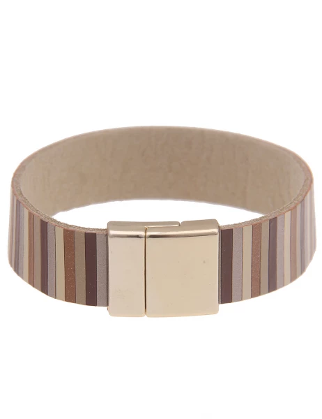 Leslii Armband Statement Streifen-Muster in Braun Gold Osterangebot