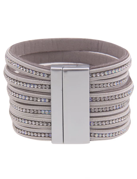 Leslii -50% SALE Armband XXL Glitzer in Silber Weiß Große Rabatte
