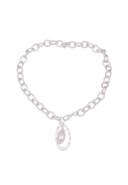 -50% SALE Leslii Kurze Halskette Jana Glieder-Kette Perle in Silber Weiß Riesige Ersparnisse