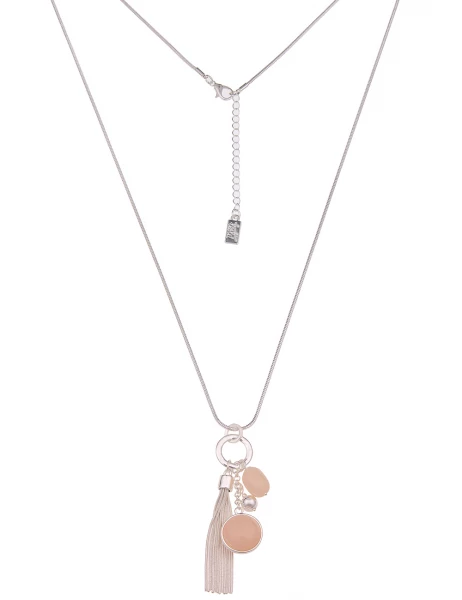 -50% SALE Leslii Lange Halskette Glanz Statement in Silber Beige Letzte 3 Tage