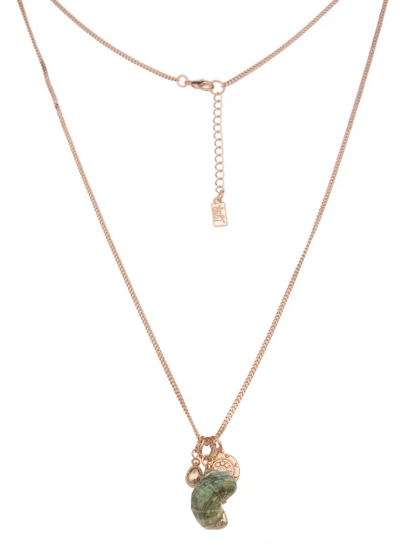 -50% SALE Leslii Lange Halskette Natur Muschel in Gold Grün JETZT KAUFEN