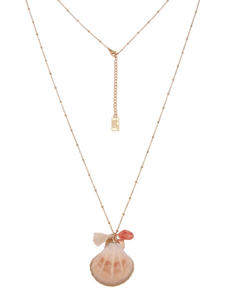 -50% SALE! Leslii Lange Halskette Muschel in Gold Pink Letzte 2 Tage