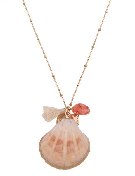 -50% SALE! Leslii Lange Halskette Muschel in Gold Pink Letzte 2 Tage