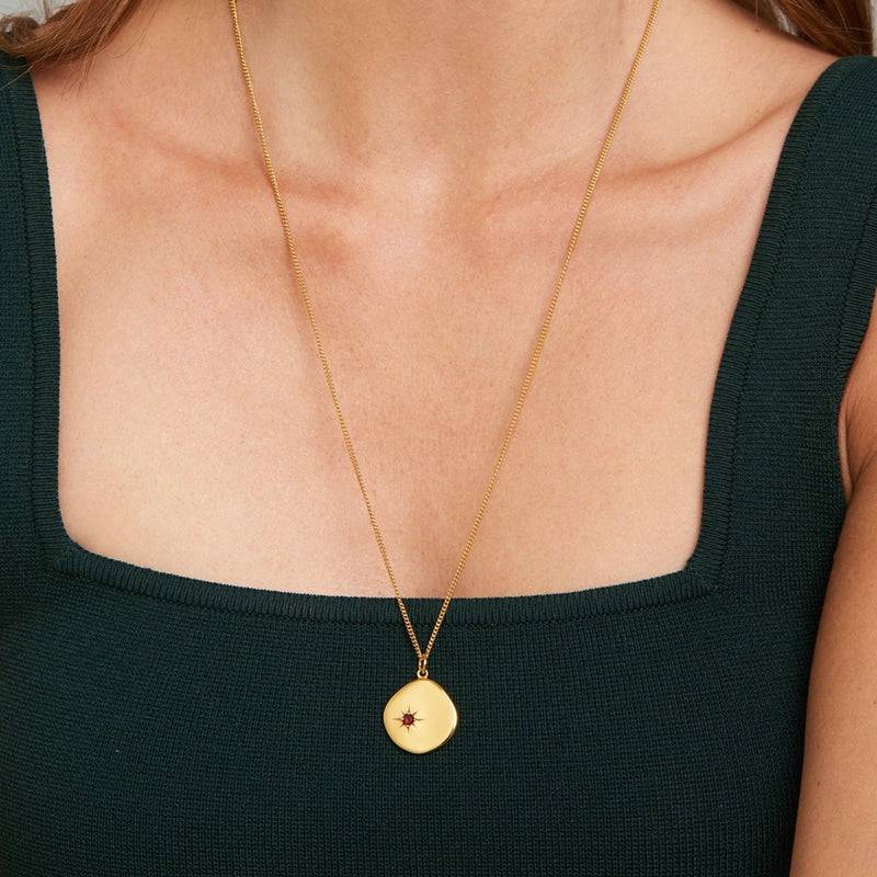 Mosuo Jewellery Geburtsstein Halskette Januar - Vermeil & Granat Kostenlose Rückgabe