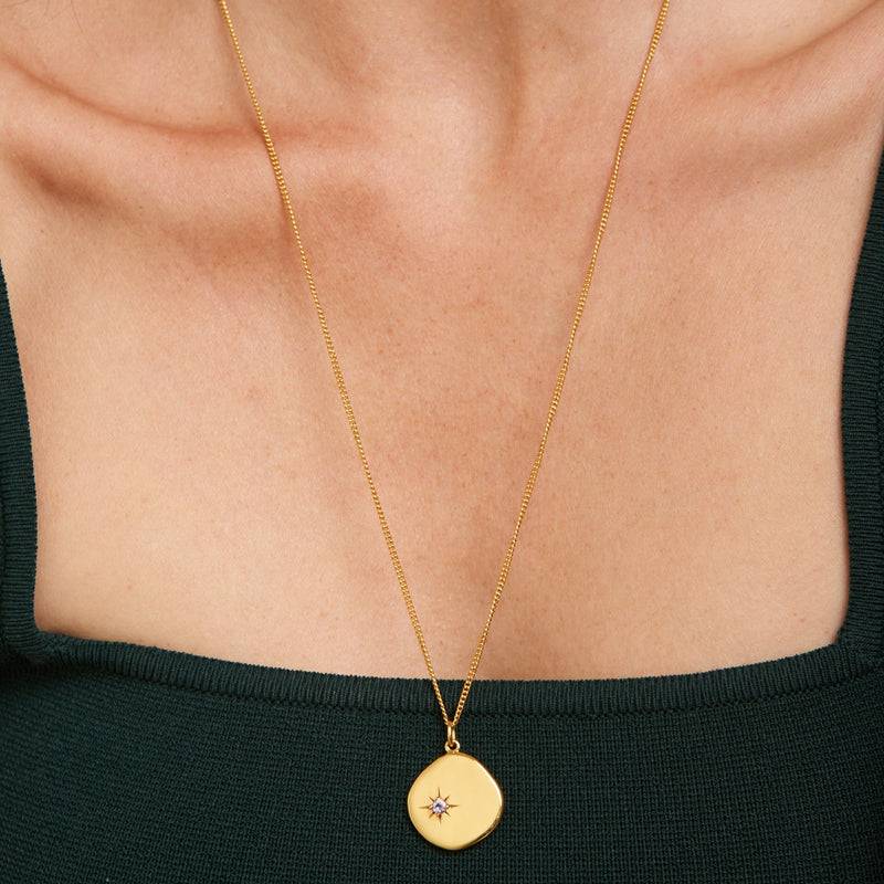Mosuo Jewellery Geburtsstein Halskette Februar - Vermeil & Amethyst Begrenzte Freigabe