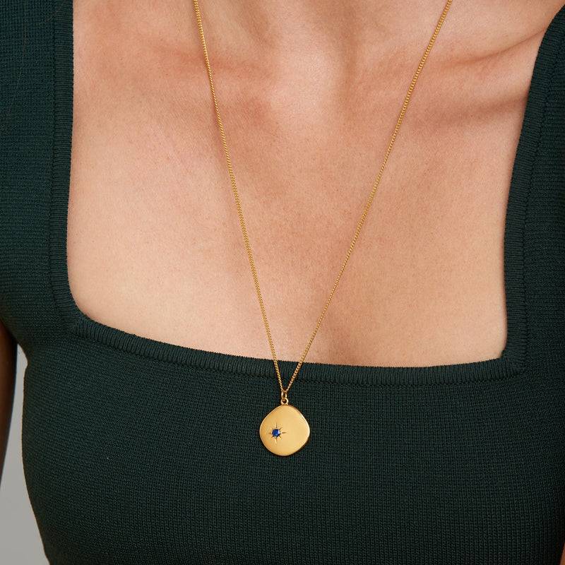 Mosuo Jewellery Geburtsstein Halskette September - Vermeil & Lapis Lazuli Bis zu 50% Rabatt