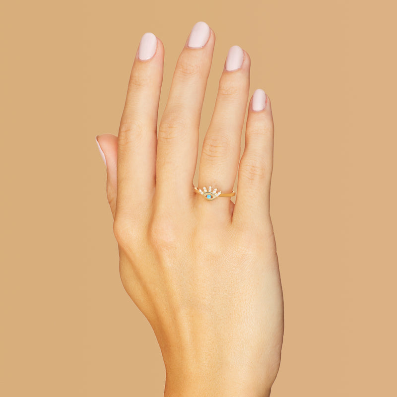 Mosuo Jewellery Türkis Diamant Evil Eye Ring Super Rabatt
