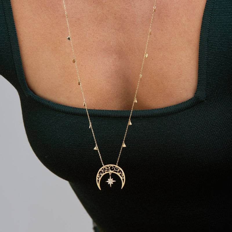 Mosuo Jewellery Diamant Mond & Stern Halskette Online Shopping