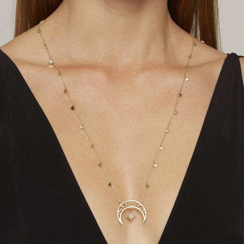 Mosuo Jewellery Diamant Mond & Stern Halskette Online Shopping