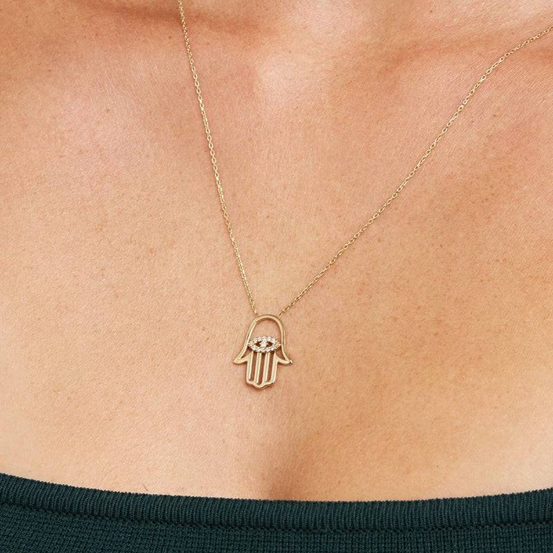 Mosuo Jewellery Hamsa Diamant Halskette Preisnachlass