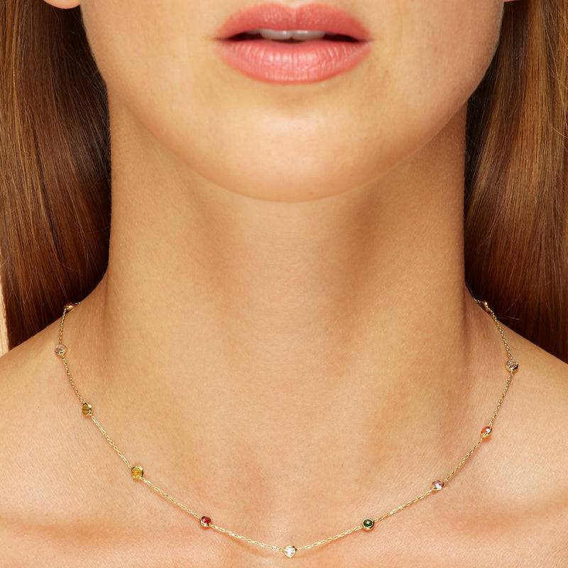 Mosuo Jewellery Regenbogen Halskette mit Steinen Valentinstagsangebot