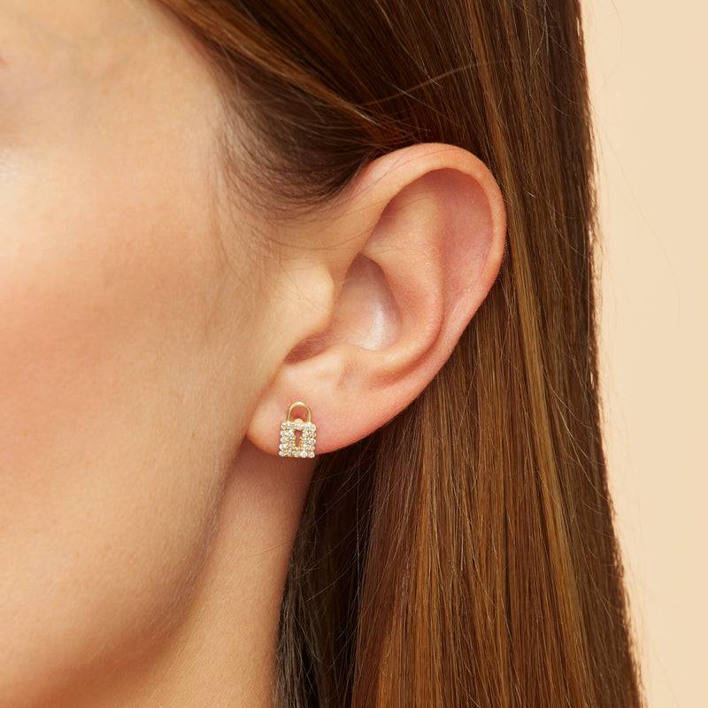 Mosuo Jewellery Schloss und Schlüssel Diamant Ohrstecker Kostenloser Versand international