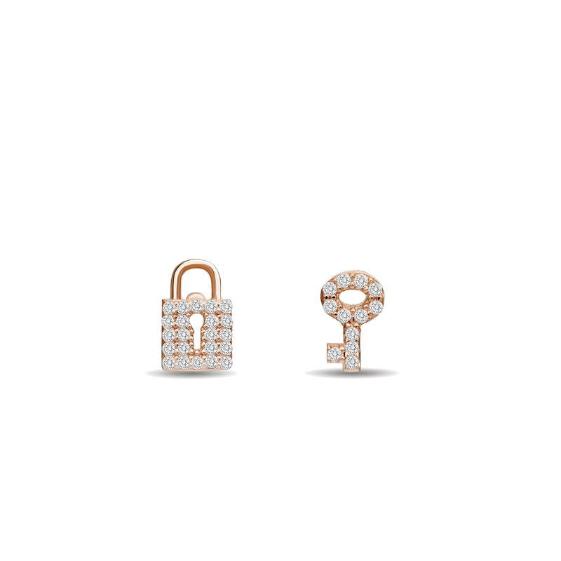 Mosuo Jewellery Schloss und Schlüssel Diamant Ohrstecker Kostenloser Versand international
