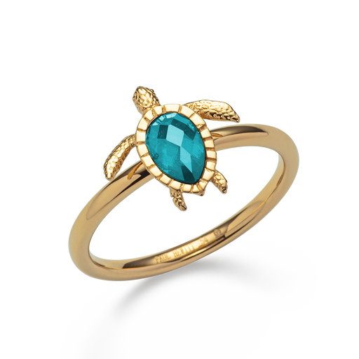 Paul Hewitt Turtle Ring Aquamarine Gold Online Outlet